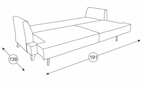 Схема дивана в разложенном виде